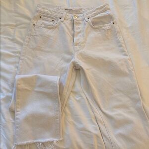 GRLFRND White Denim Raw Hem Jeans